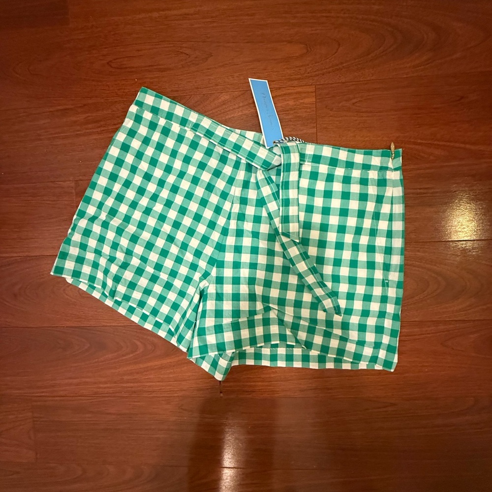 Green Gingham Checkered Draper James Shorts Size 12 NWT